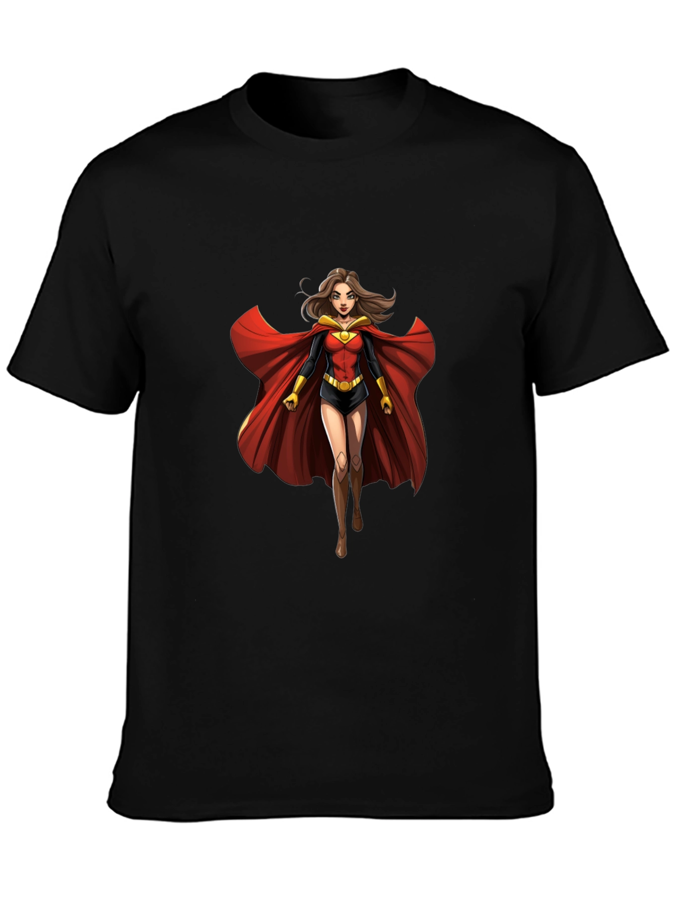 Superhero Woman Graphic Black T-Shirt