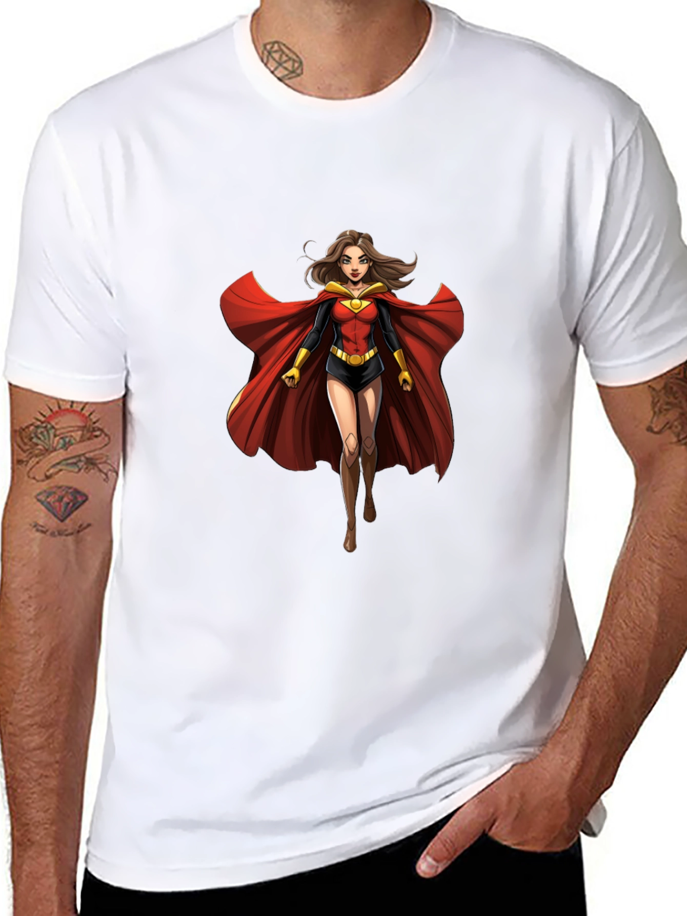 Superhero Woman Graphic Black T-Shirt