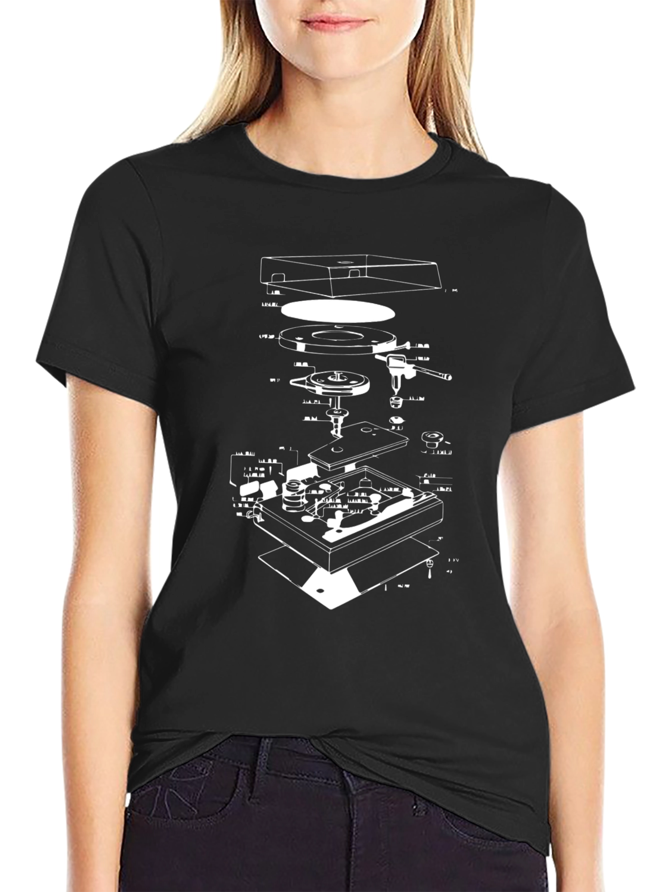 Black Turntable Schematic T-Shirt