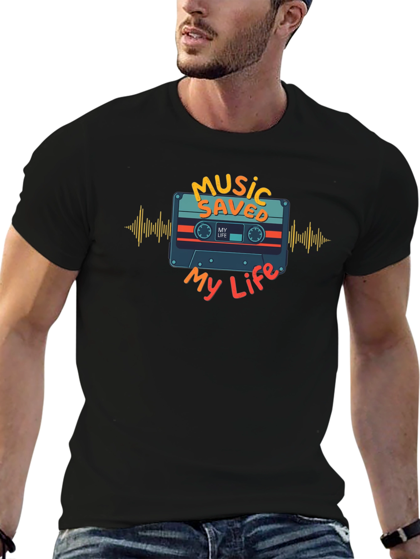 Music Saved My Life Graphic Tee - Black