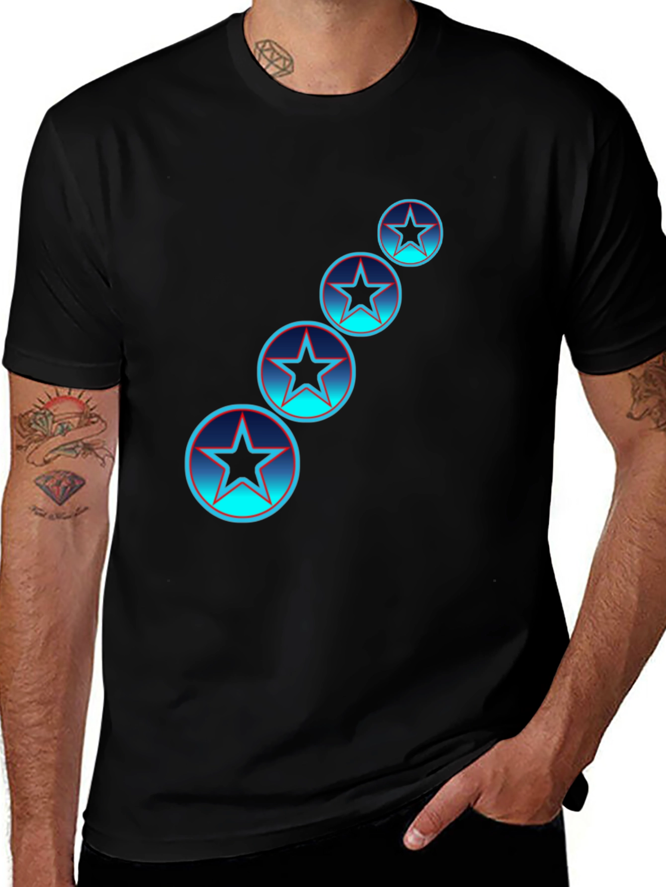 Star Circle Graphic Tee - Black