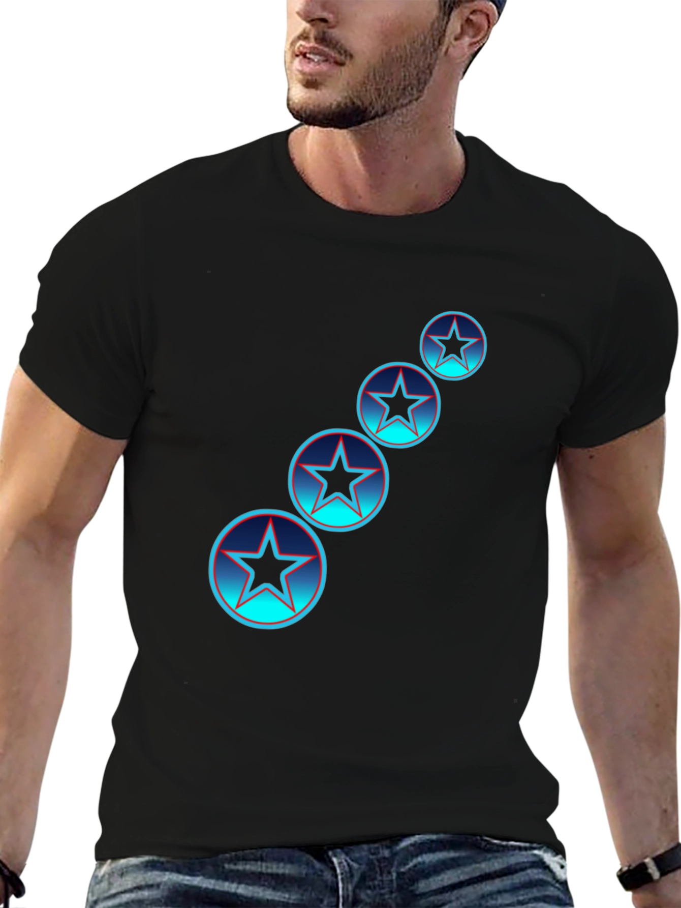 Star Circle Graphic Tee - Black