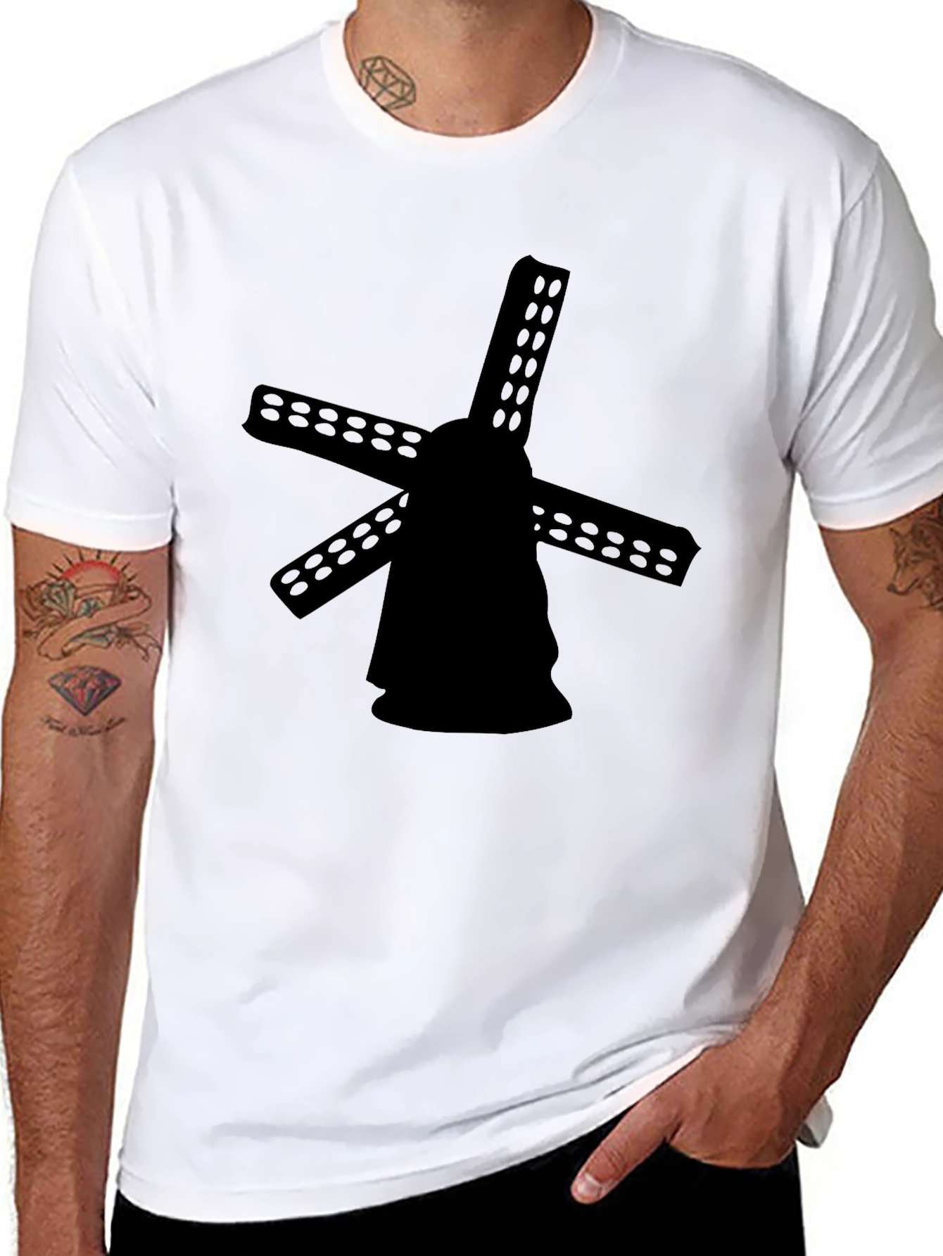 Black Windmill Silhouette Graphic Tee