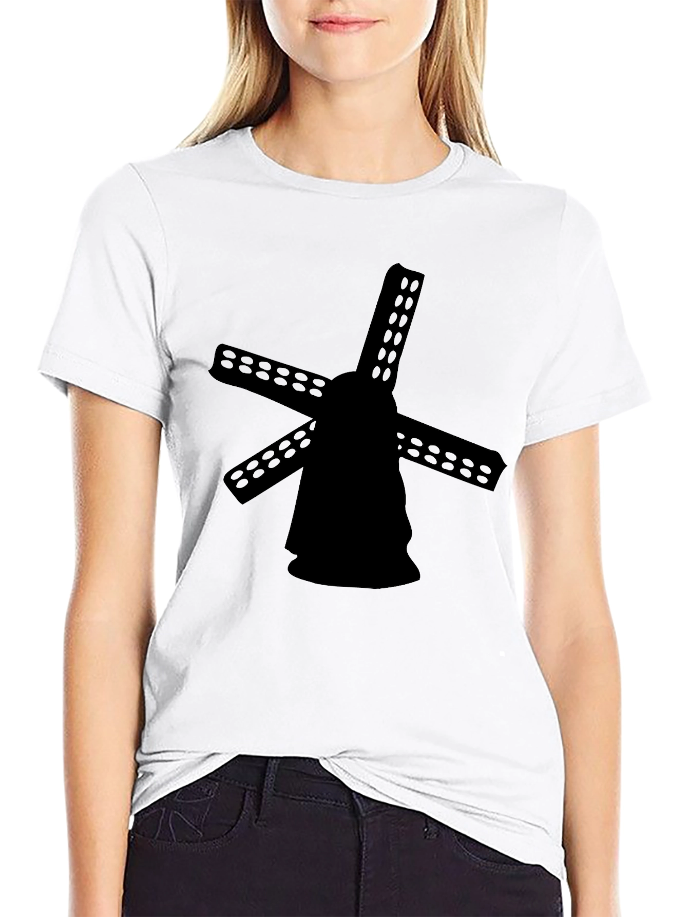Black Windmill Silhouette Graphic Tee