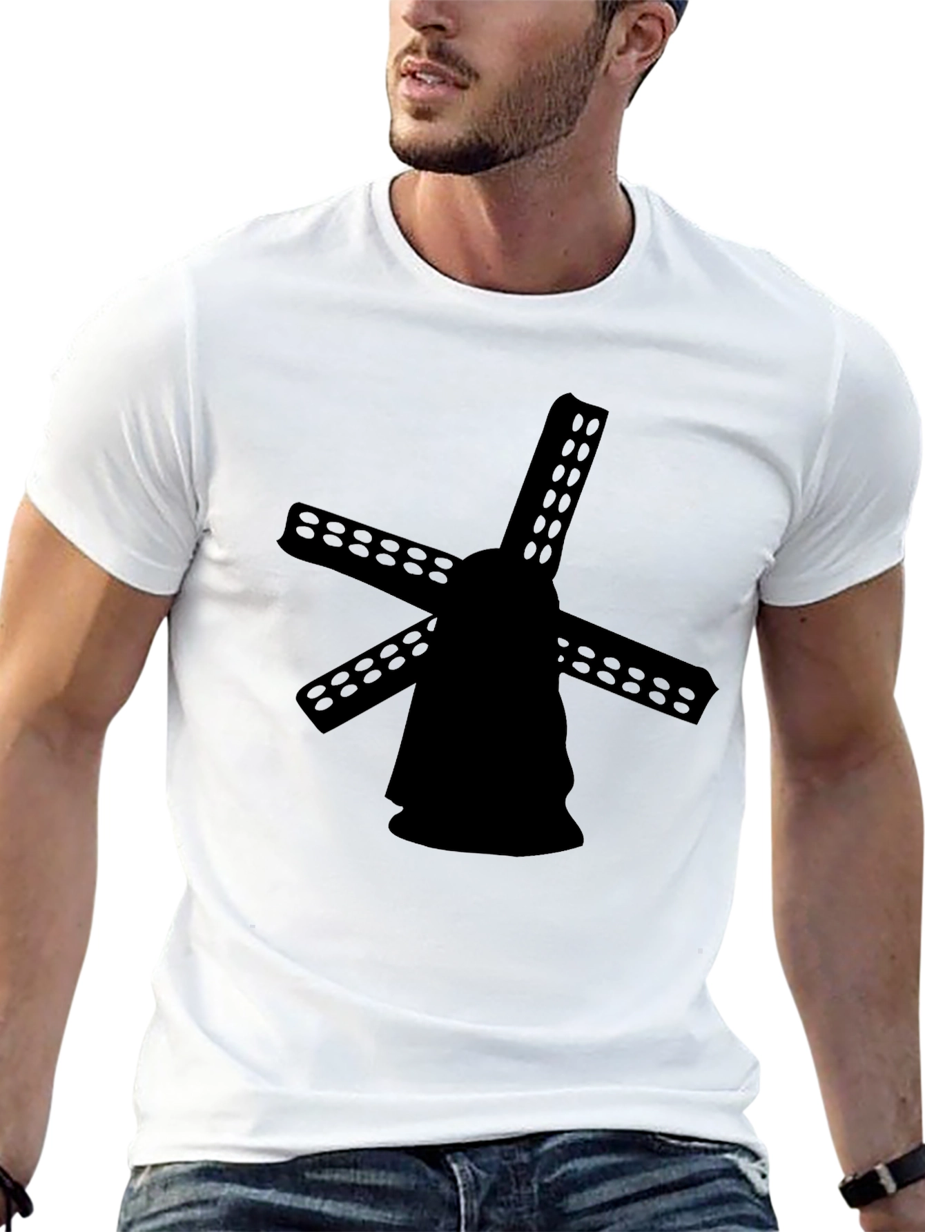 Black Windmill Silhouette Graphic Tee