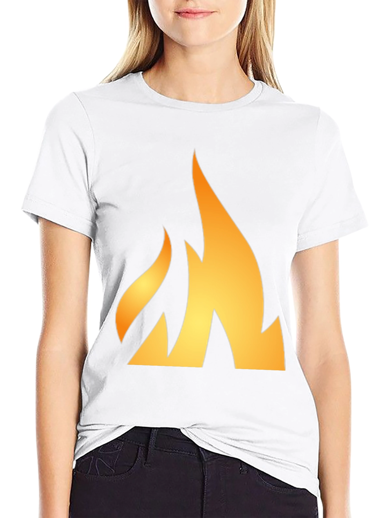 Fiery Flame Graphic Tee - Black Cotton T-Shirt