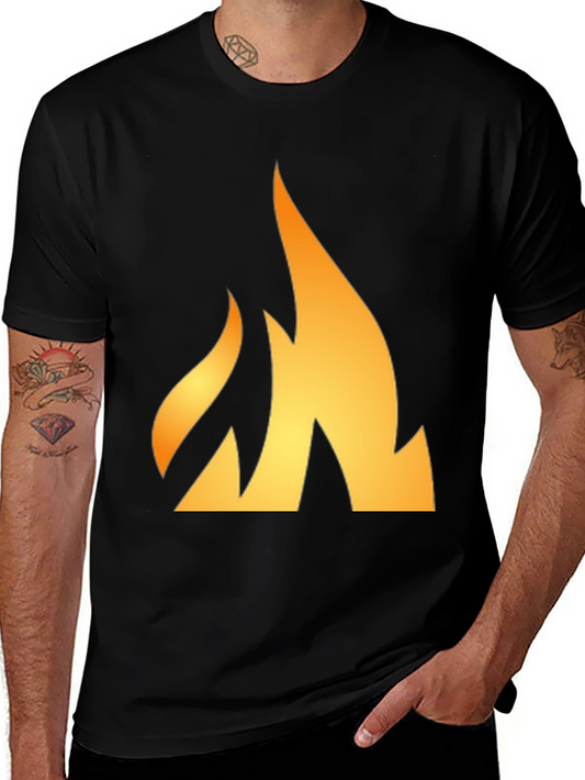 Fiery Flame Graphic Tee - Black Cotton T-Shirt