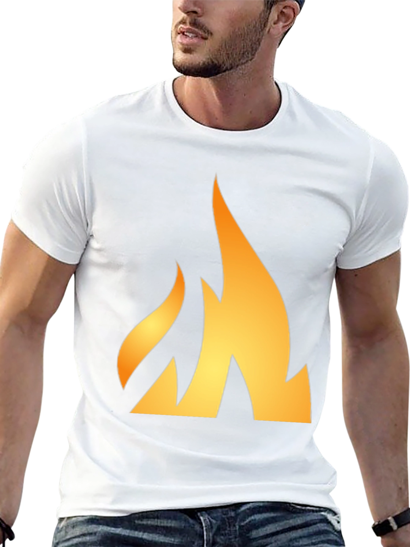 Fiery Flame Graphic Tee - Black Cotton T-Shirt