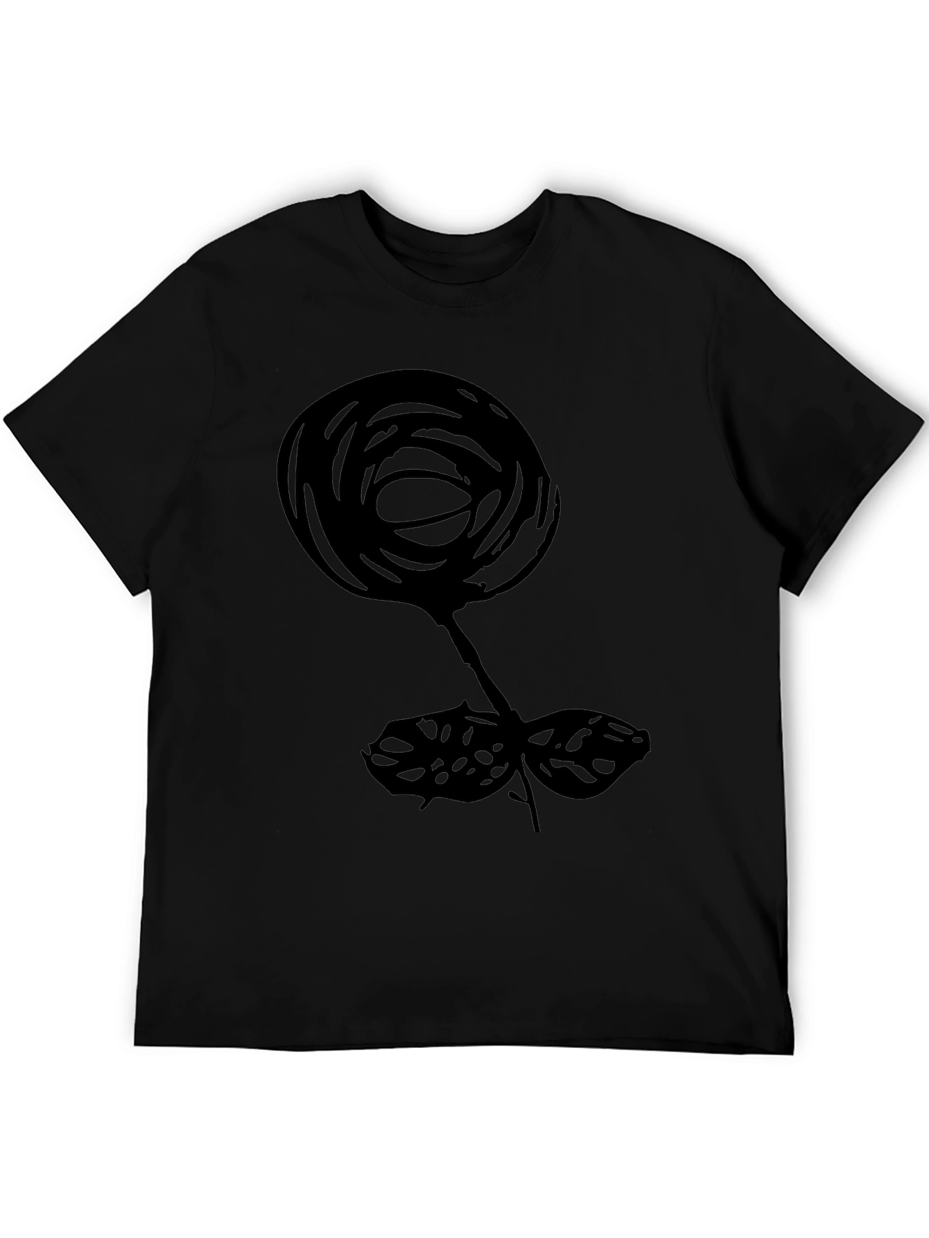 Abstract Floral Print Black T-Shirt