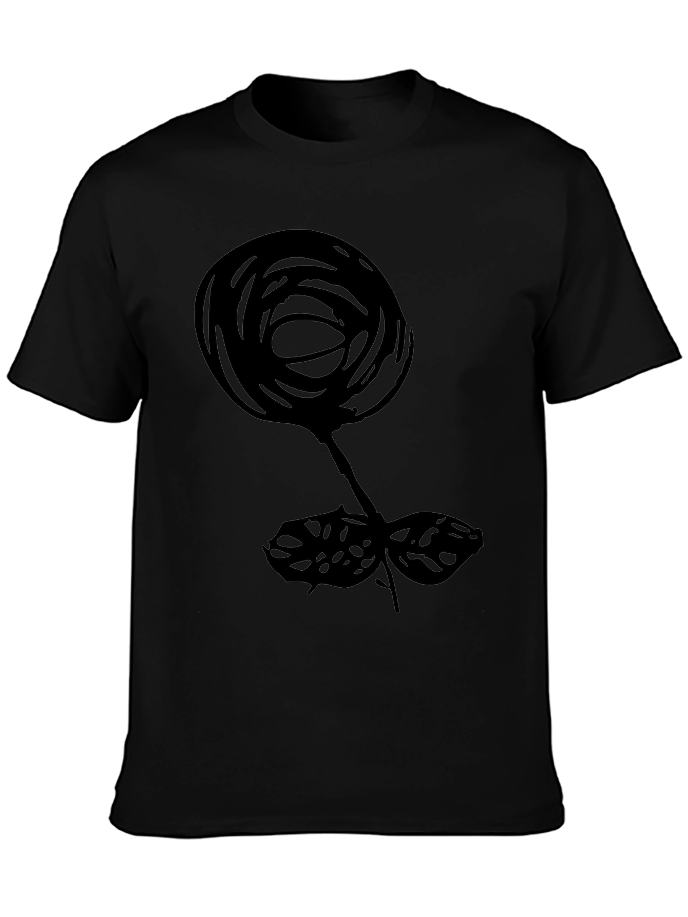 Abstract Floral Print Black T-Shirt