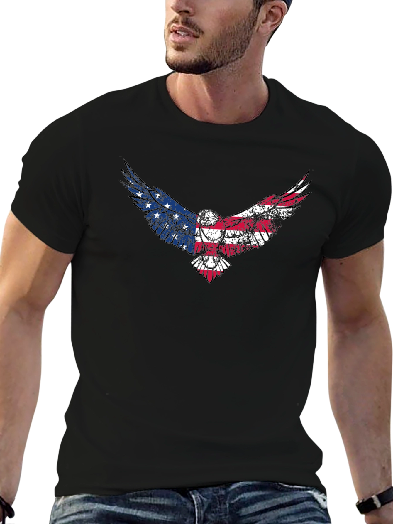 American Flag Eagle Graphic T-Shirt