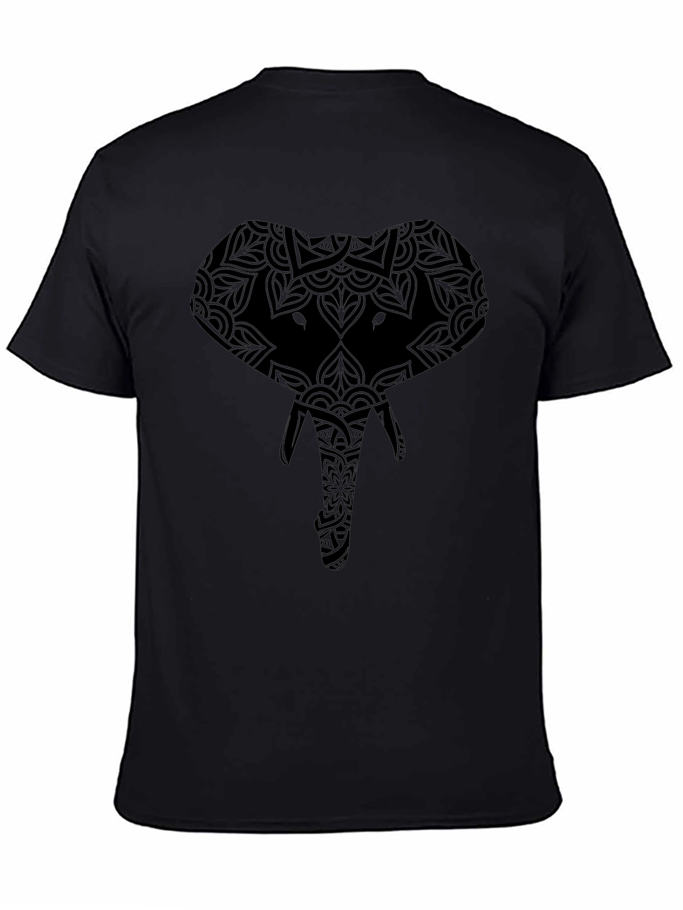 Elephant Mandala Graphic Tee - Black