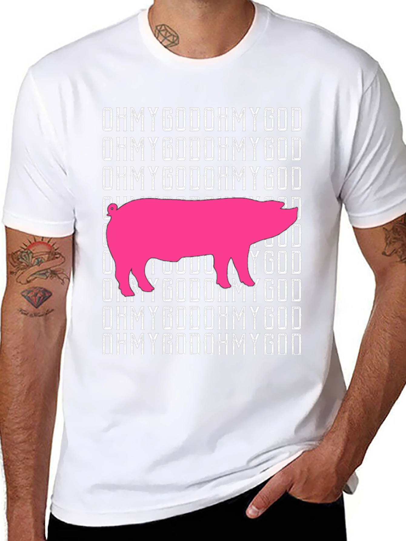 OMG Pig Graphic T-Shirt - Black Cotton Tee