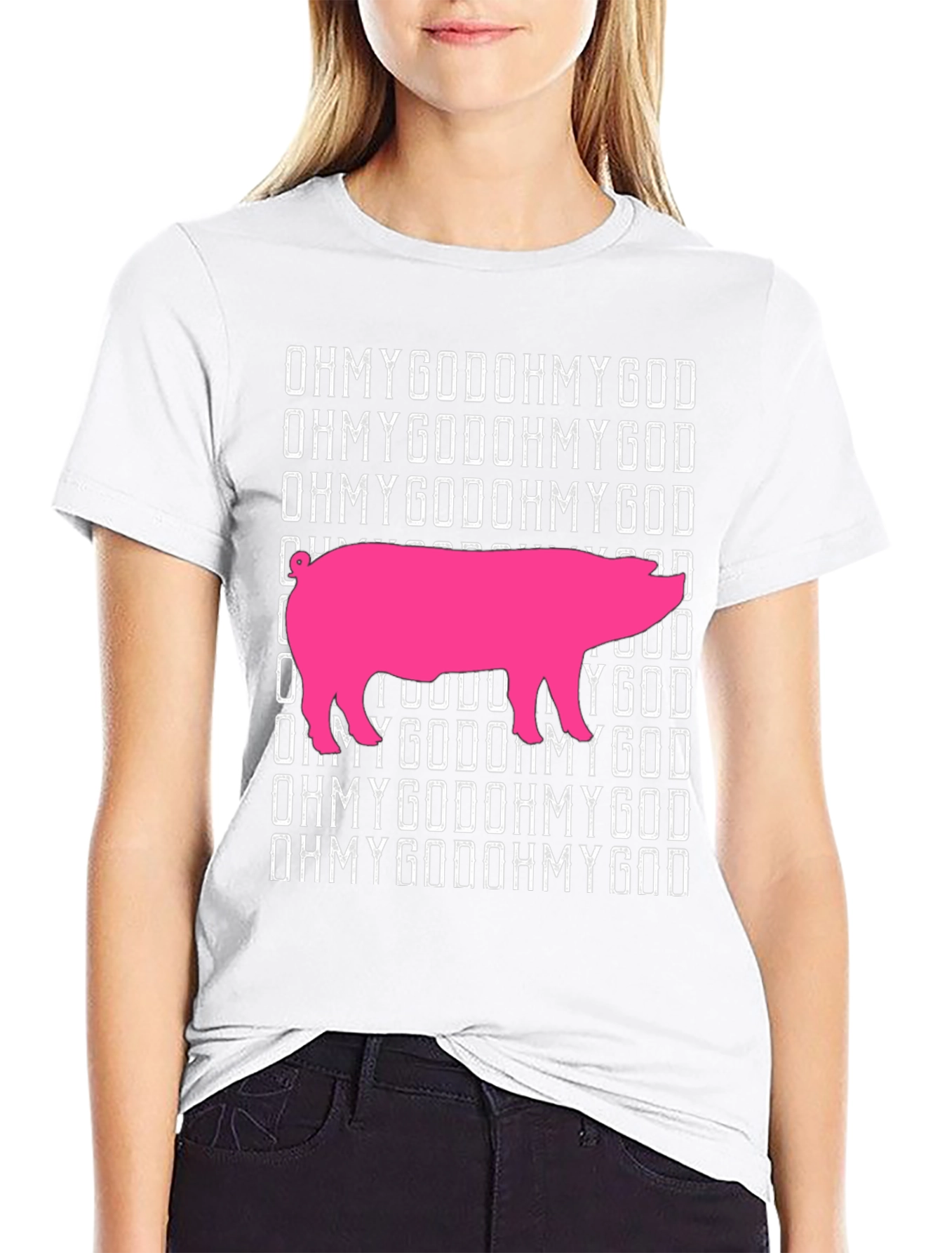 OMG Pig Graphic T-Shirt - Black Cotton Tee