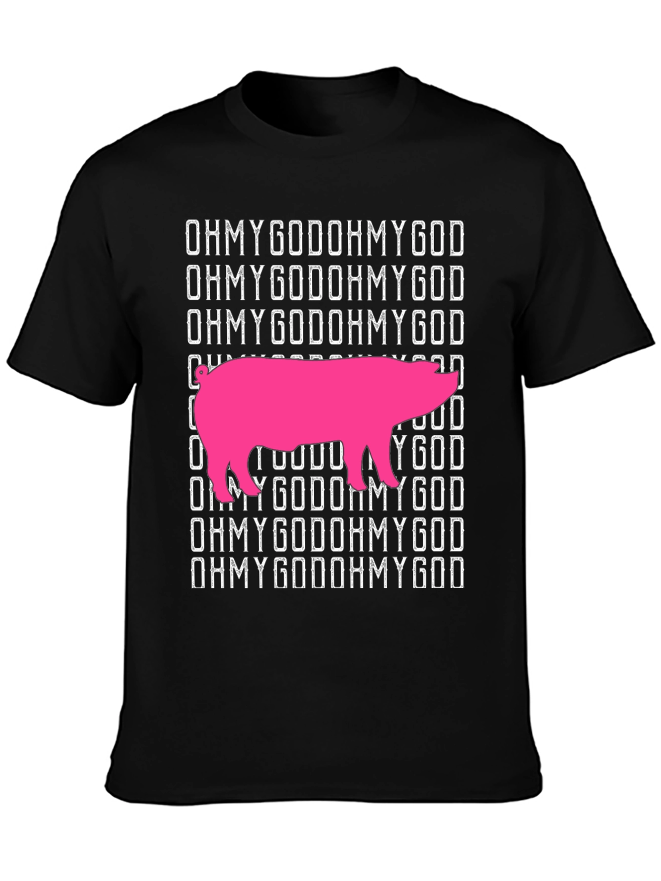 OMG Pig Graphic T-Shirt - Black Cotton Tee