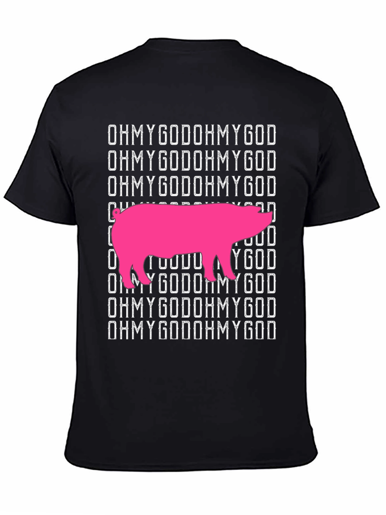 OMG Pig Graphic T-Shirt - Black Cotton Tee