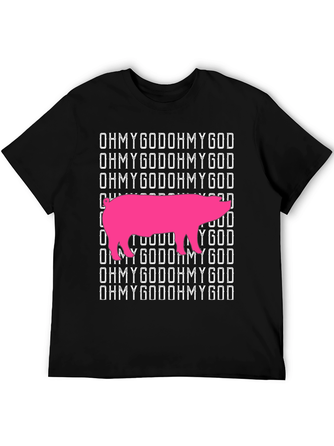 OMG Pig Graphic T-Shirt - Black Cotton Tee