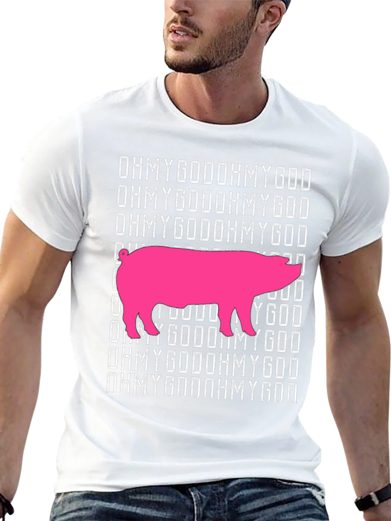 OMG Pig Graphic T-Shirt - Black Cotton Tee