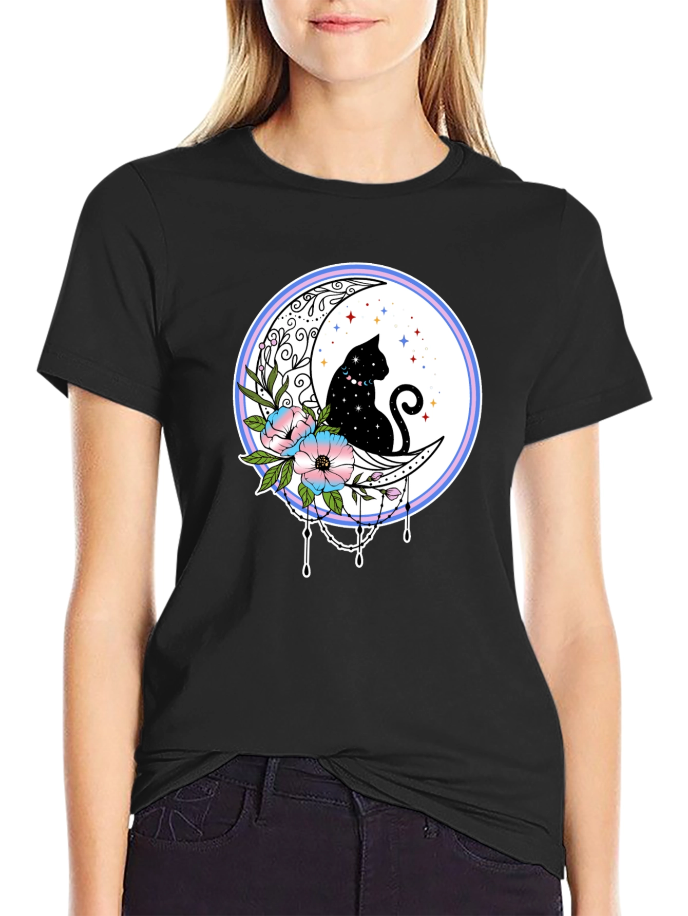 Celestial Cat Moon T-Shirt