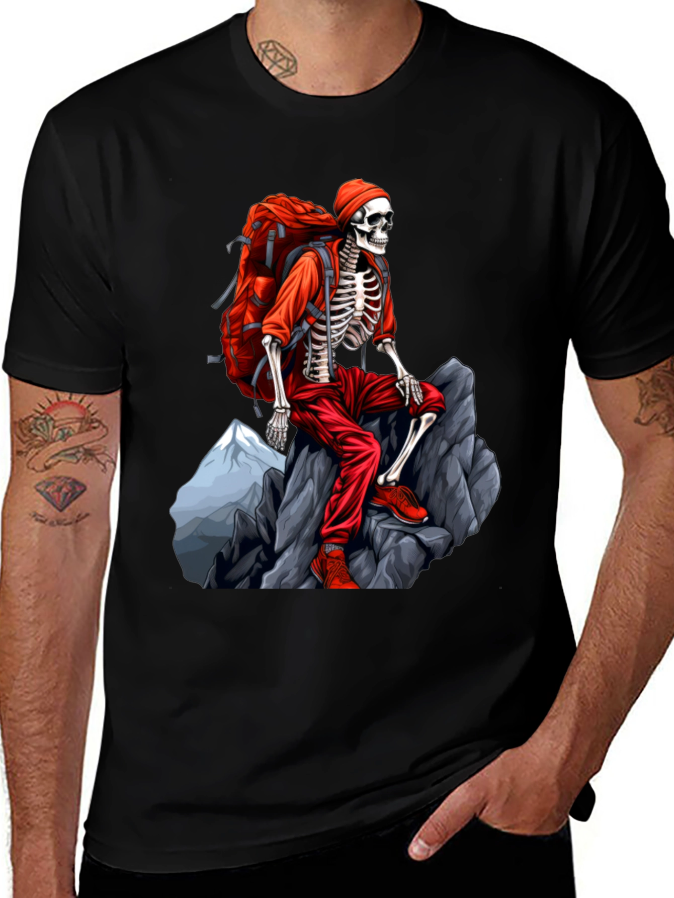 Skeleton Hiker Graphic Tee - Adventure Ready!