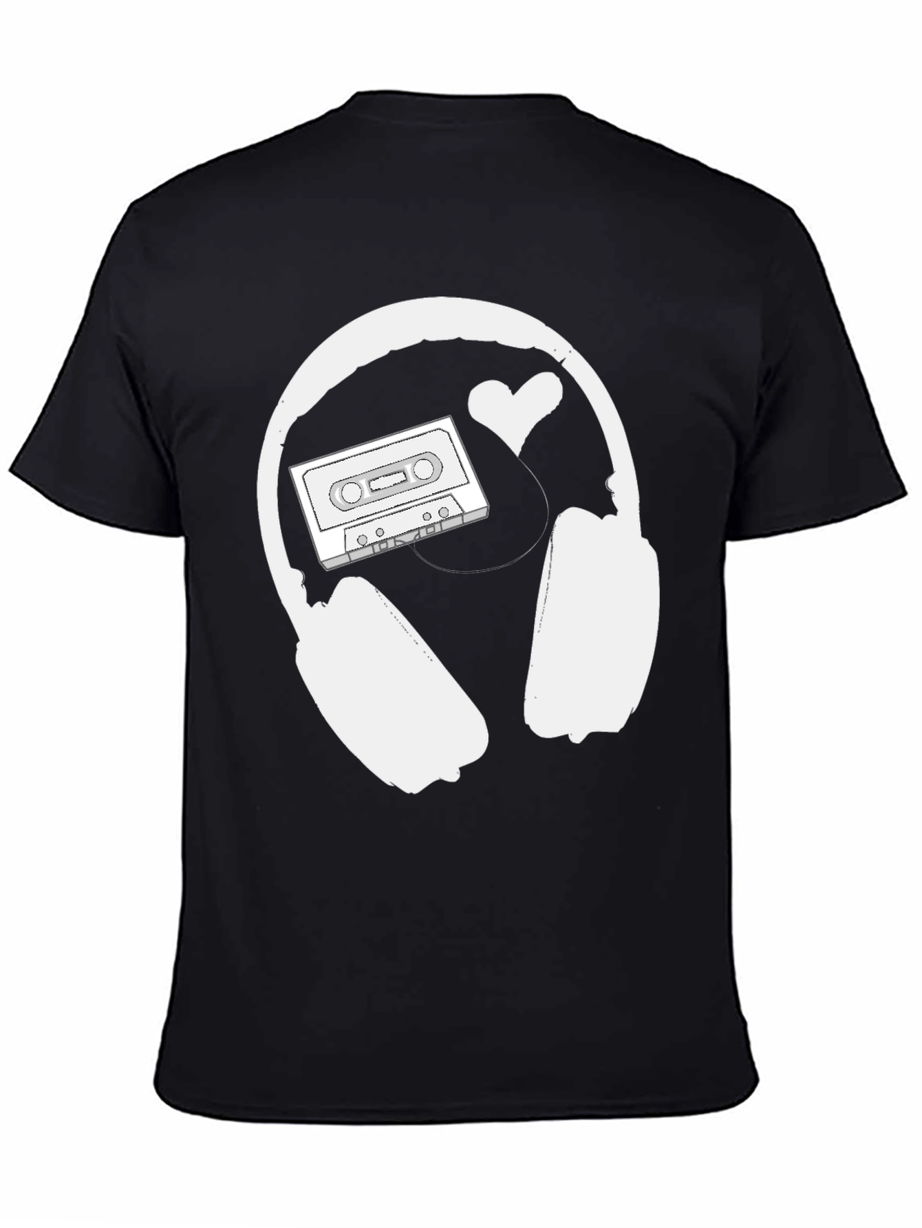 Retro Music Lover Tee: Headphones Cassette & Heart