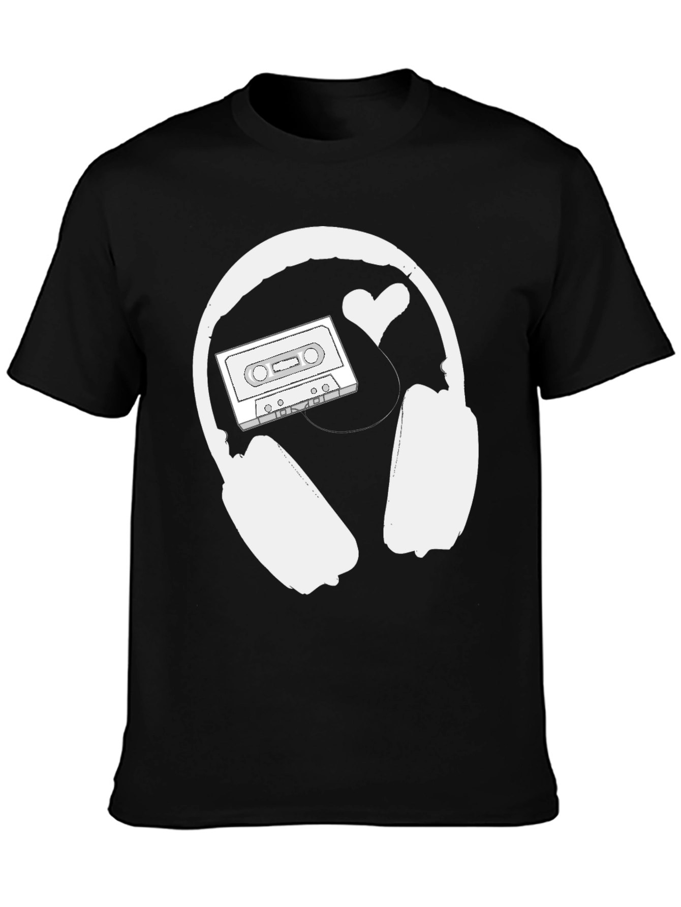 Retro Music Lover Tee: Headphones Cassette & Heart