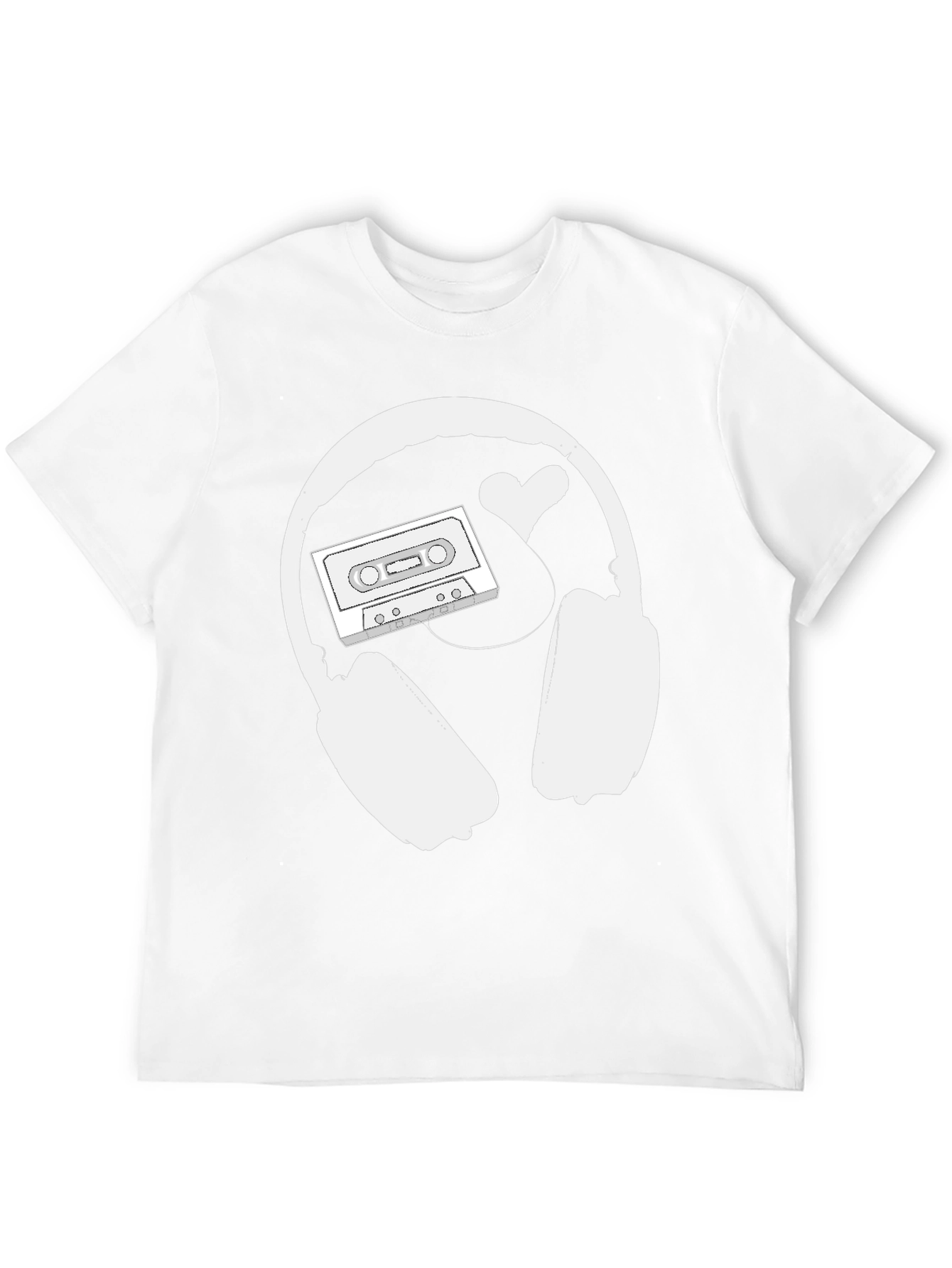 Retro Music Lover Tee: Headphones Cassette & Heart