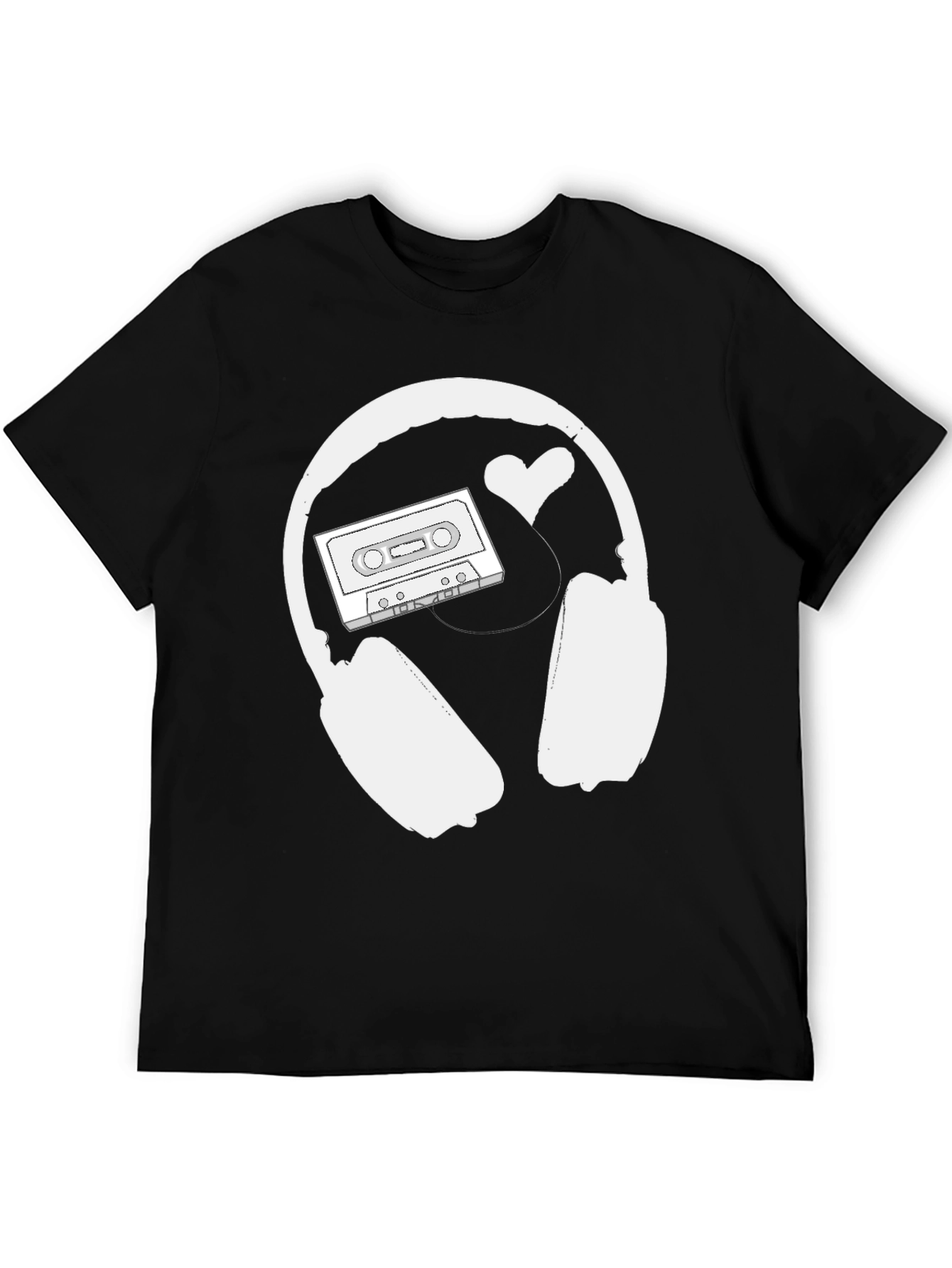 Retro Music Lover Tee: Headphones Cassette & Heart