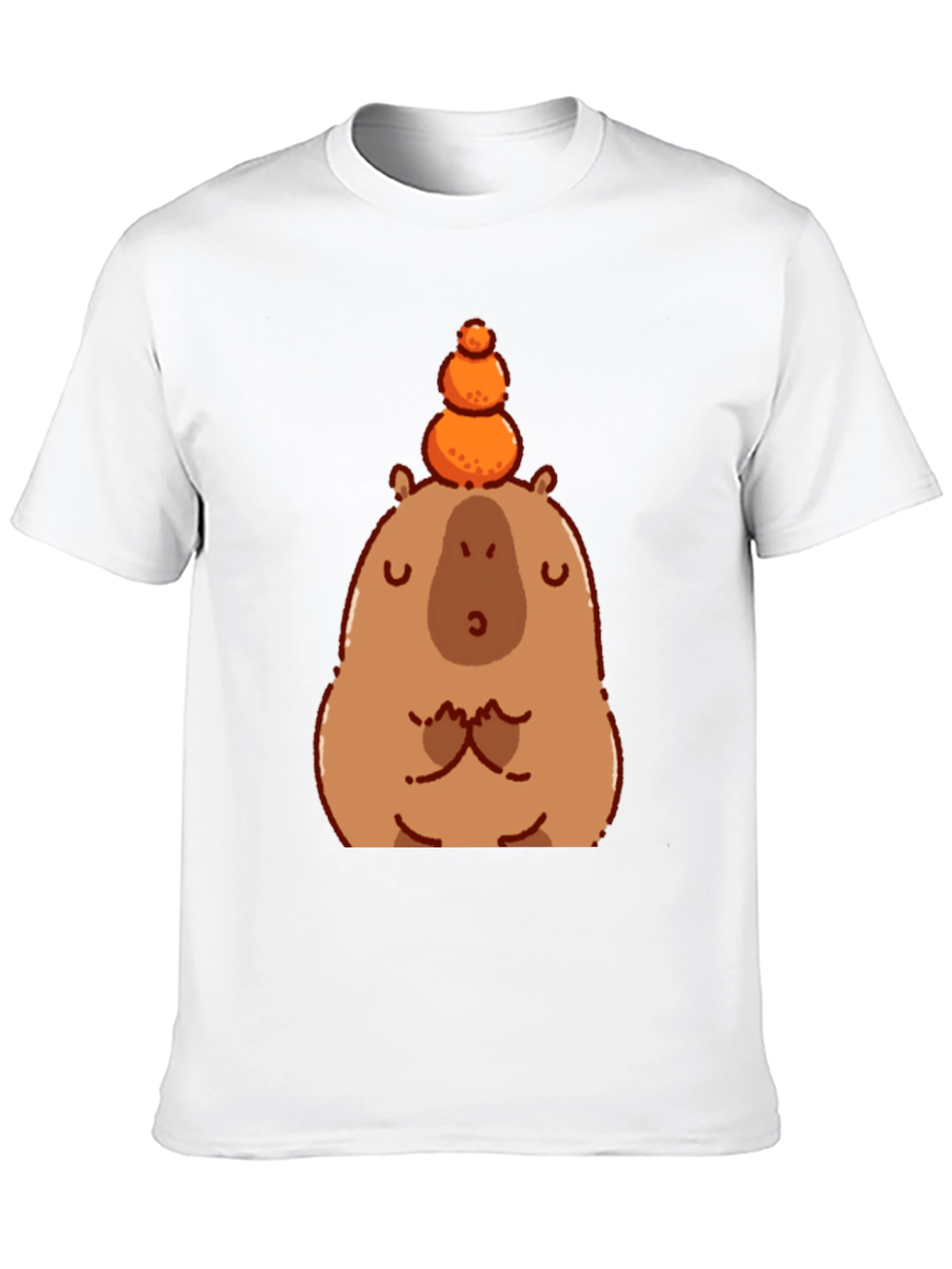 Cute Capybara Balancing Fruit Graphic Tee
