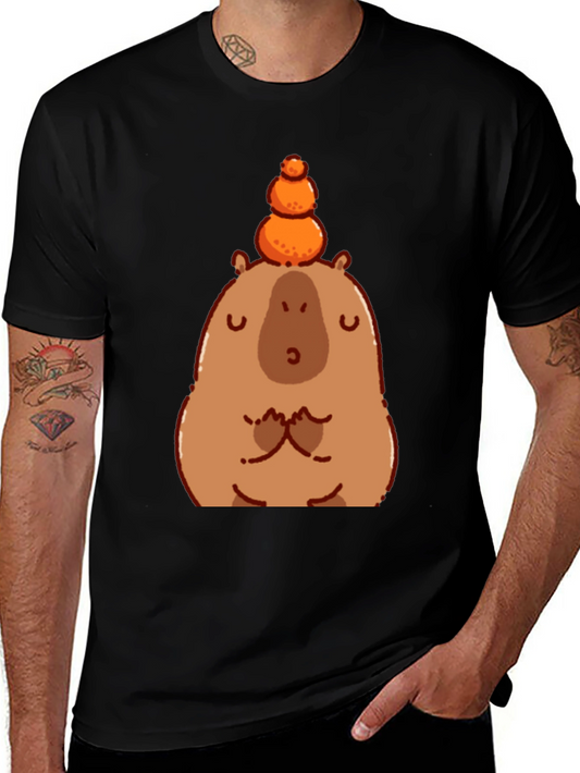 Cute Capybara Balancing Fruit Graphic Tee