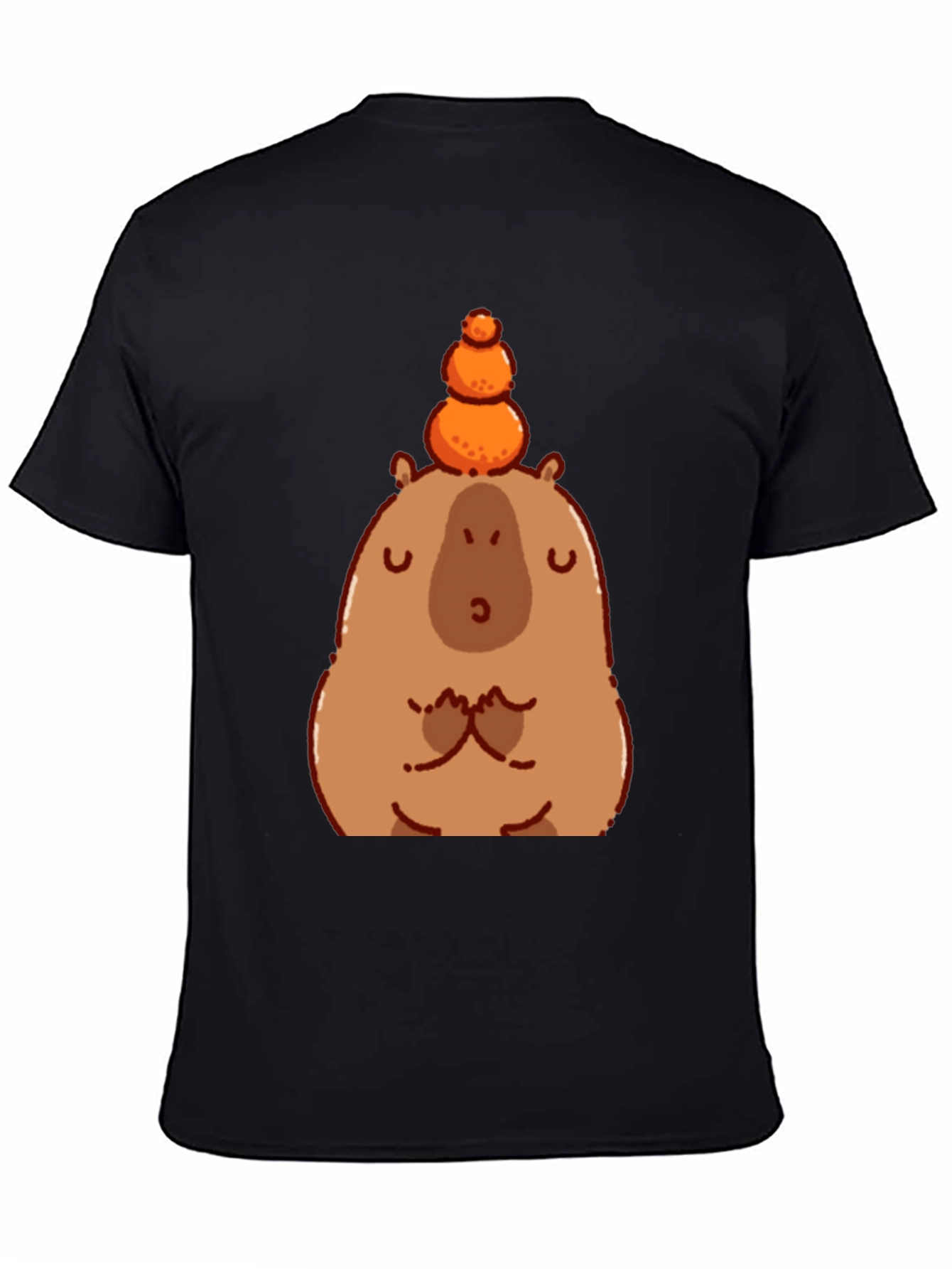 Cute Capybara Balancing Fruit Graphic Tee