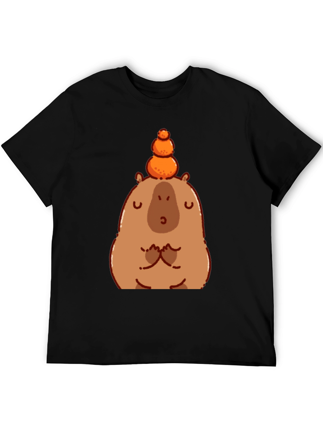 Cute Capybara Balancing Fruit Graphic Tee