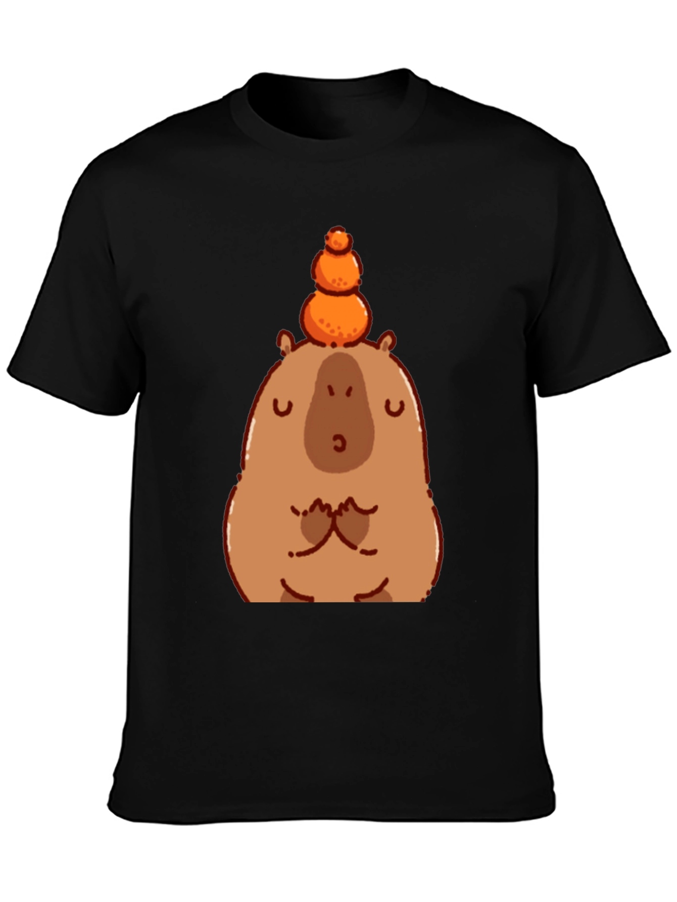 Cute Capybara Balancing Fruit Graphic Tee