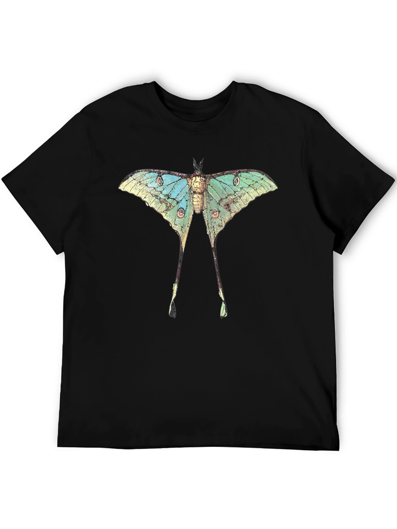 Luna Moth Graphic Print Black T-Shirt