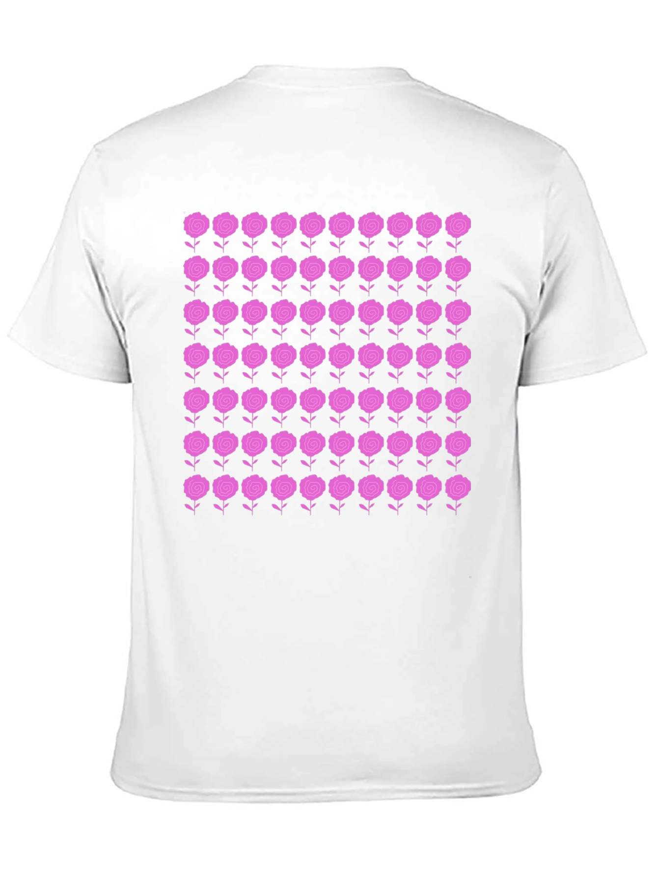 Floral Rose Pattern Black T-Shirt
