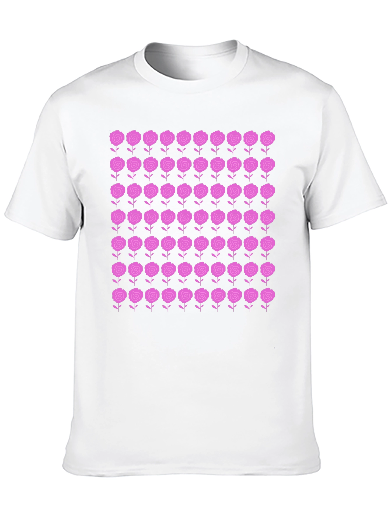 Floral Rose Pattern Black T-Shirt