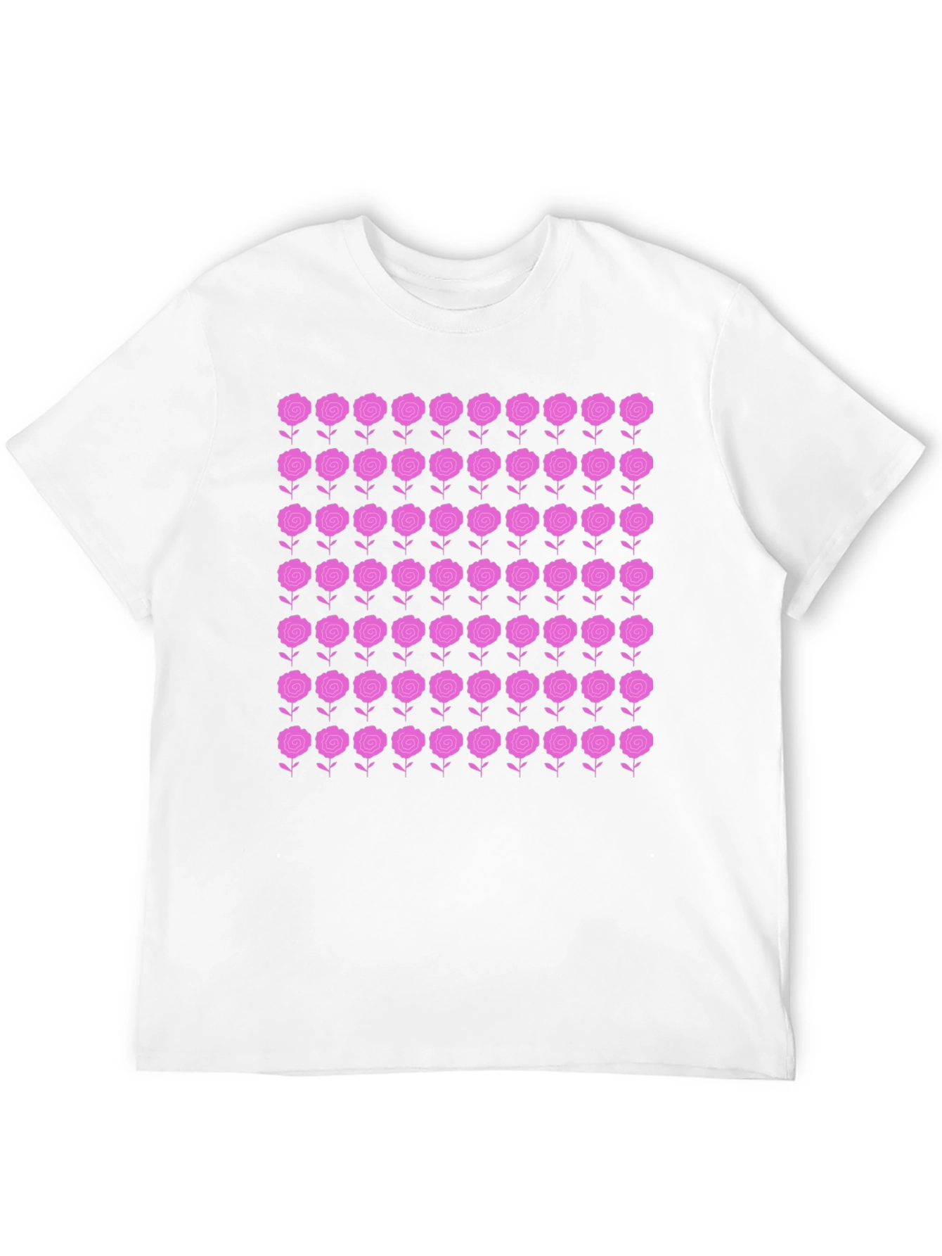 Floral Rose Pattern Black T-Shirt