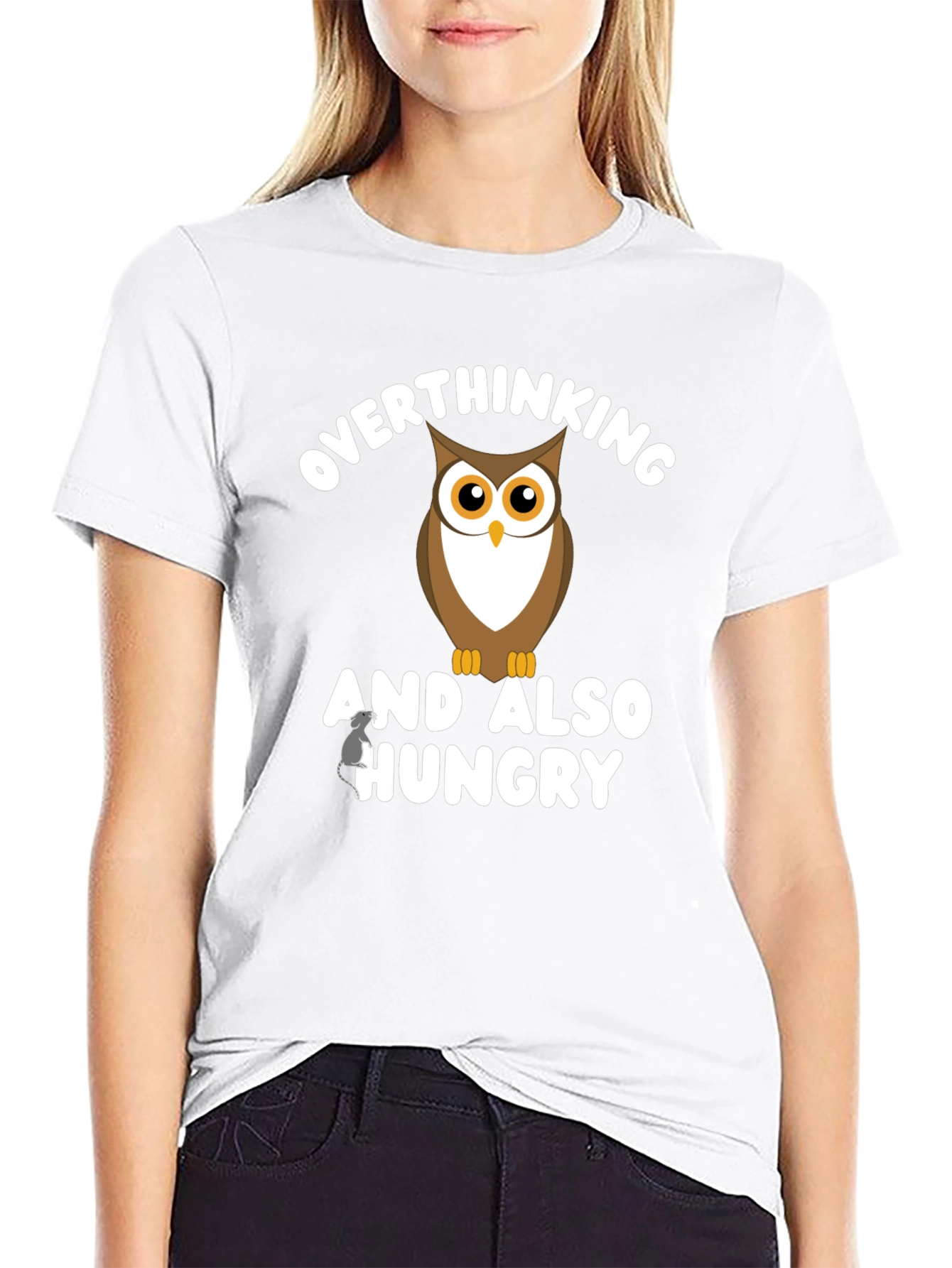 Overthinking Owl Graphic Tee - Unisex Black T-Shirt