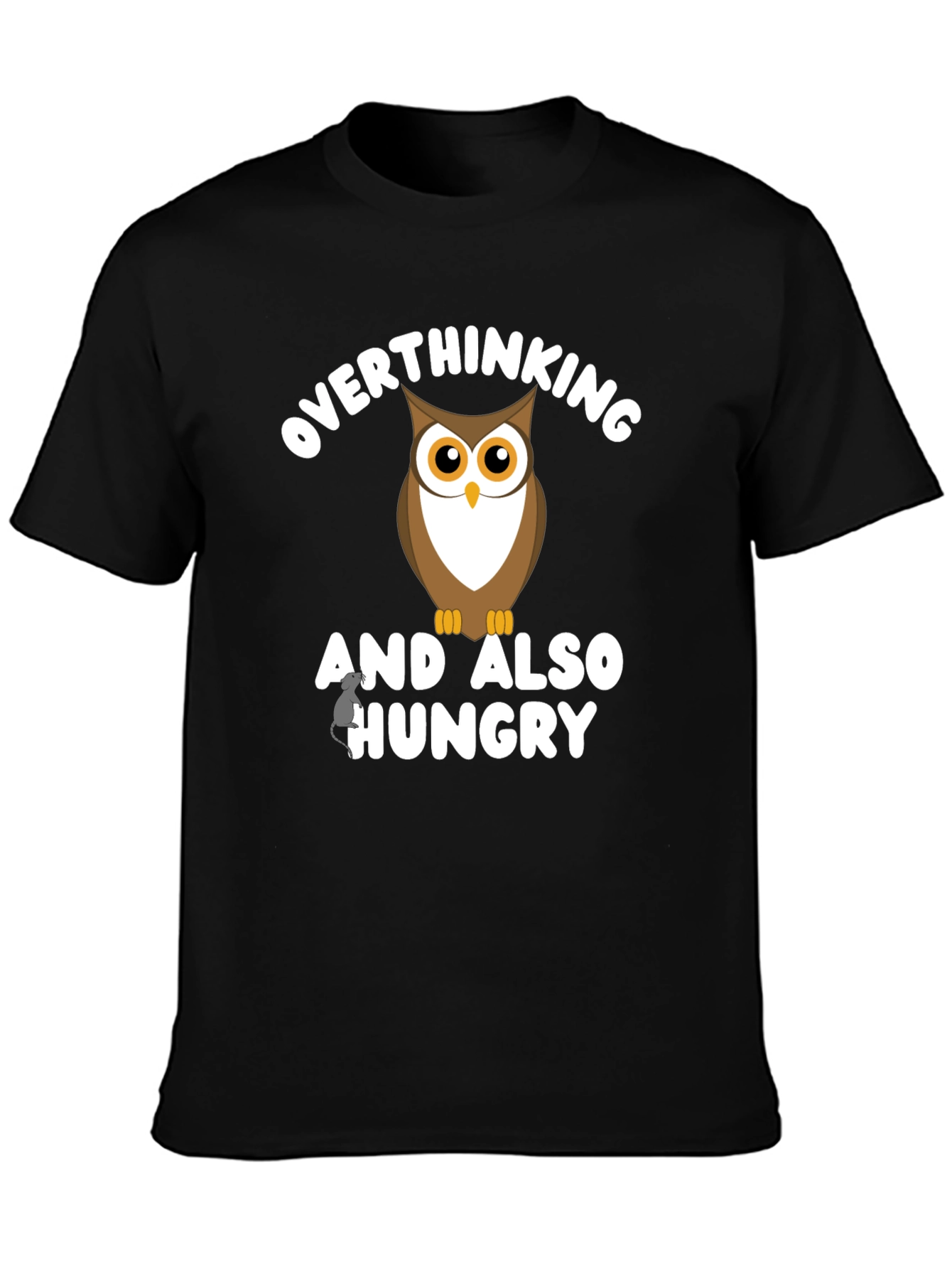 Overthinking Owl Graphic Tee - Unisex Black T-Shirt