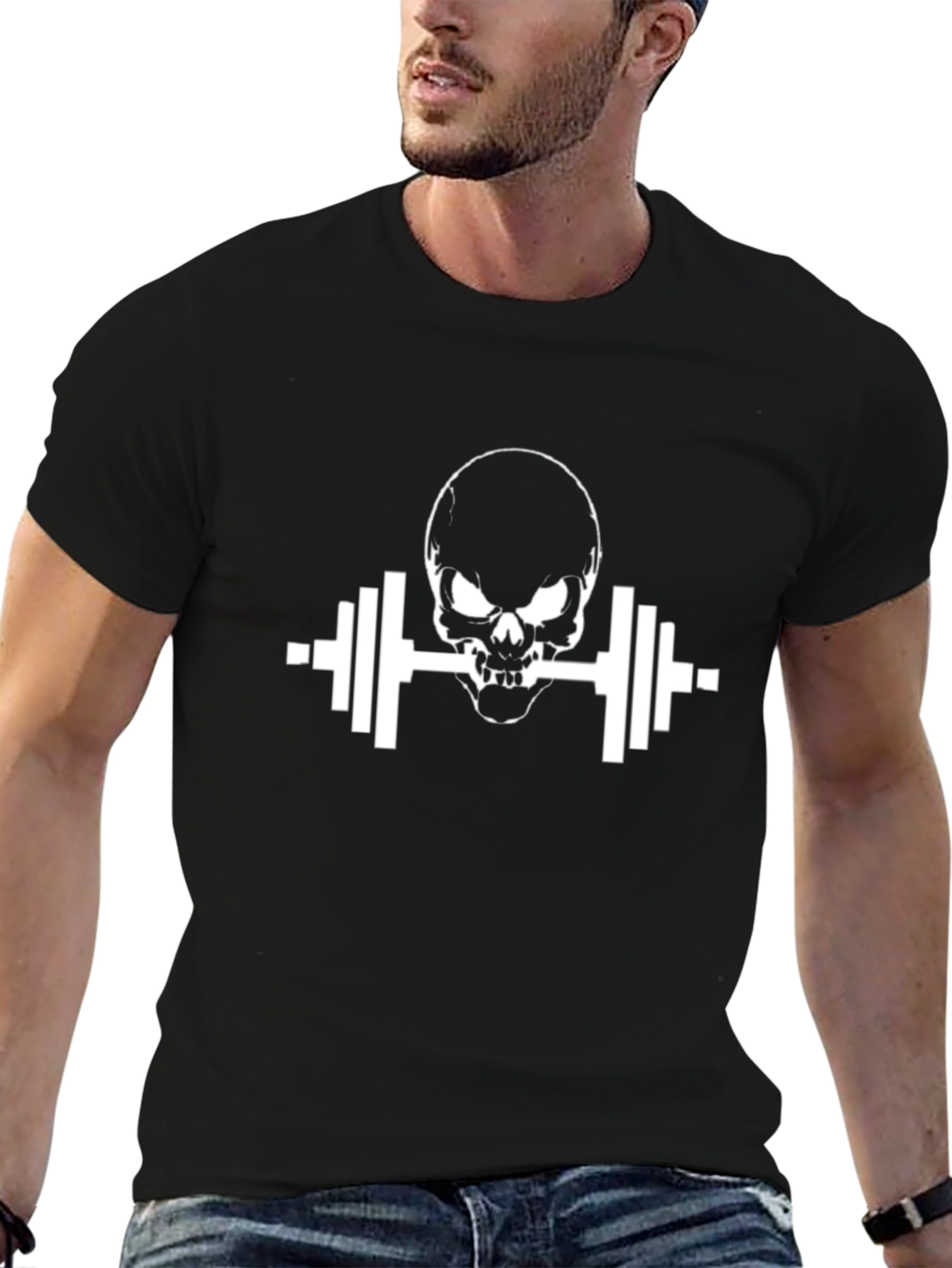 Skull & Barbell Graphic T-Shirt - Gym Motivation