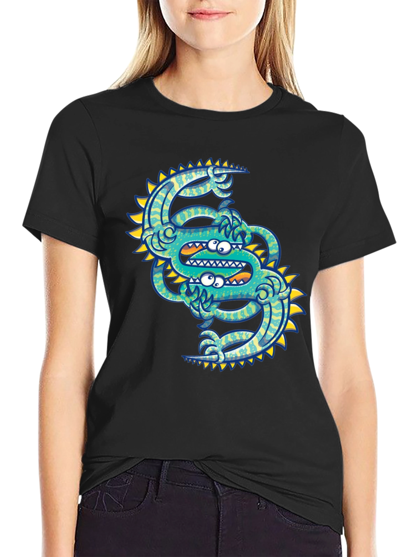 Monster Graphic Tee - Unique Design Mens Black T-Shirt