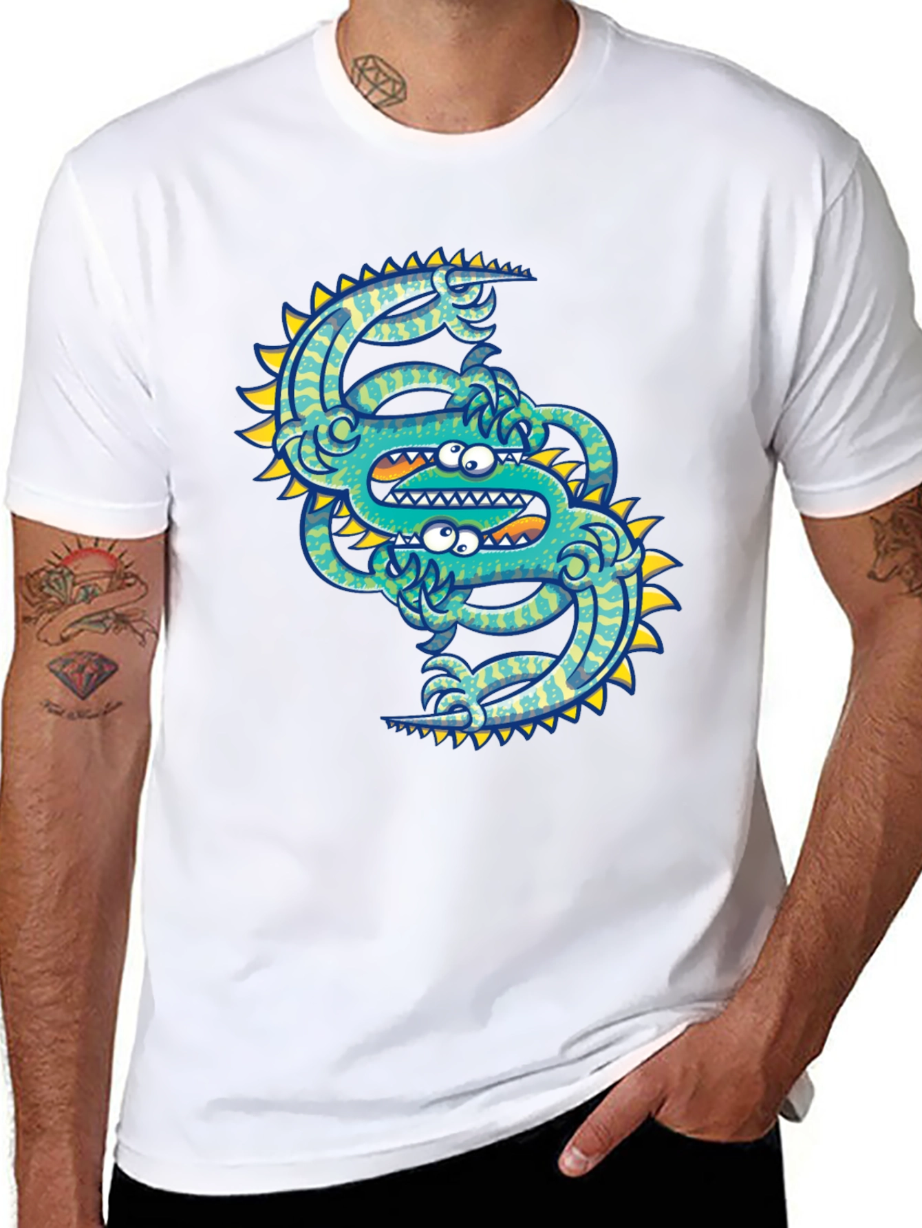 Monster Graphic Tee - Unique Design Mens Black T-Shirt