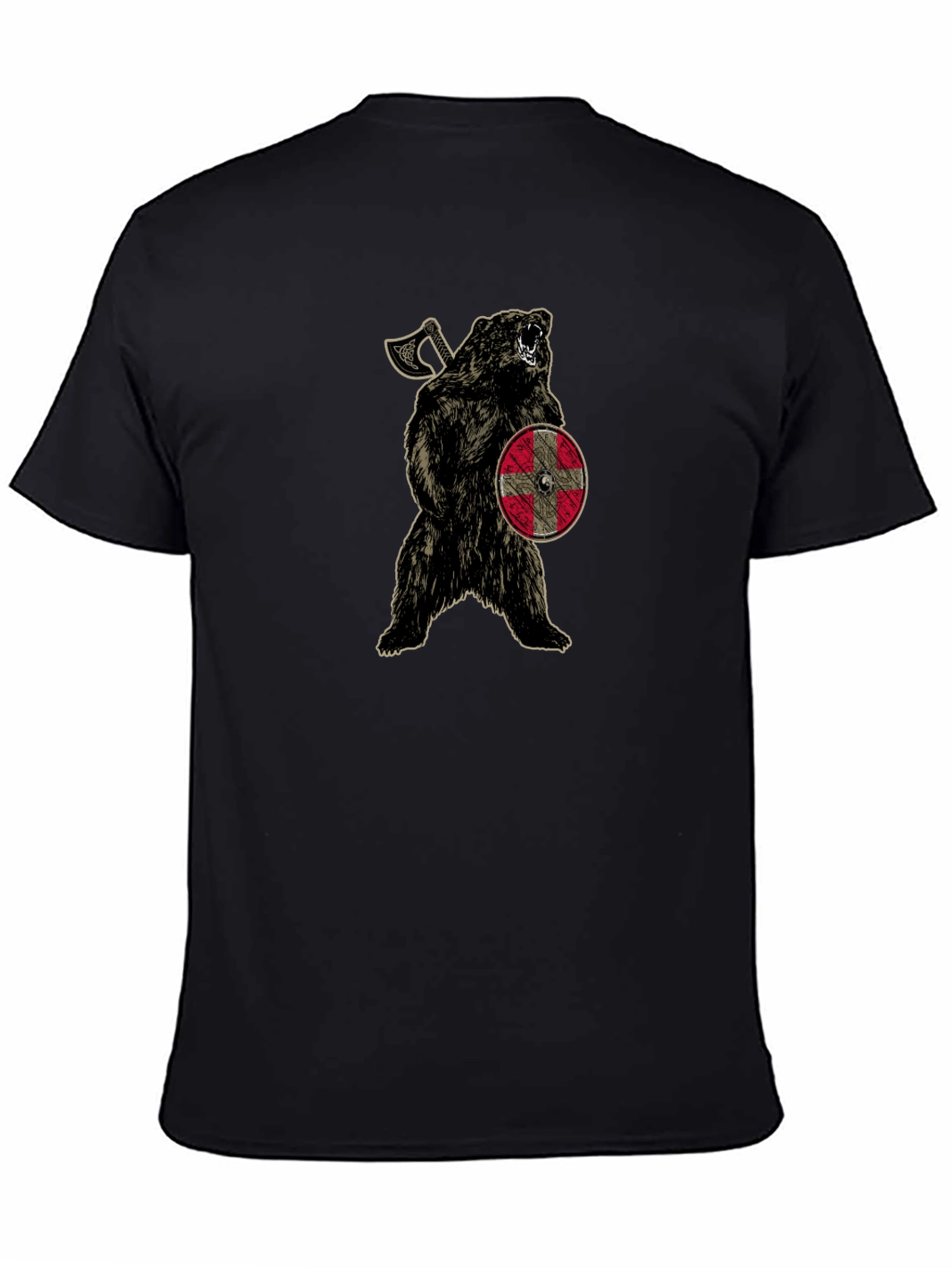 Viking Bear Graphic Tee - Black Cotton Blend