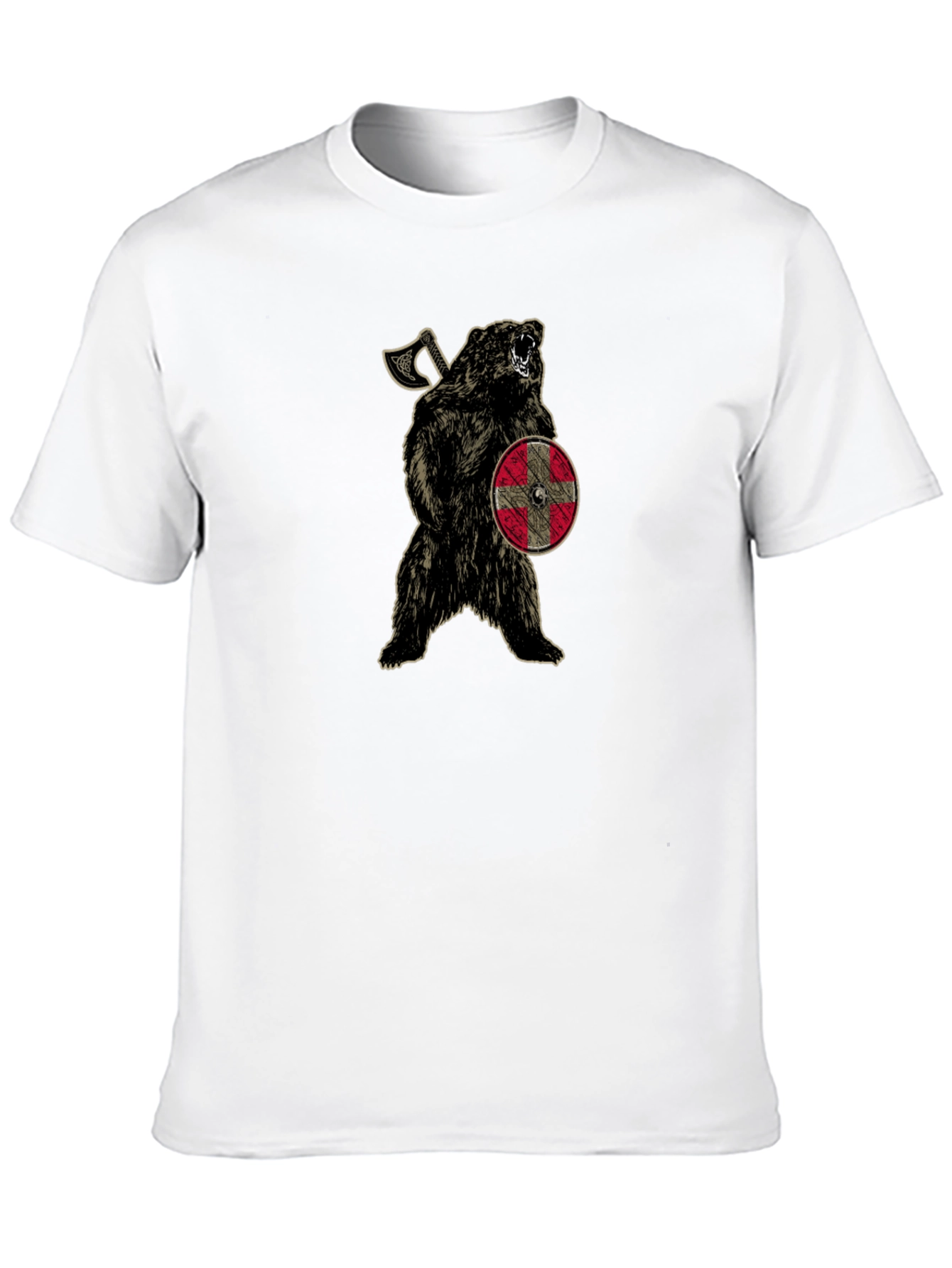 Viking Bear Graphic Tee - Black Cotton Blend