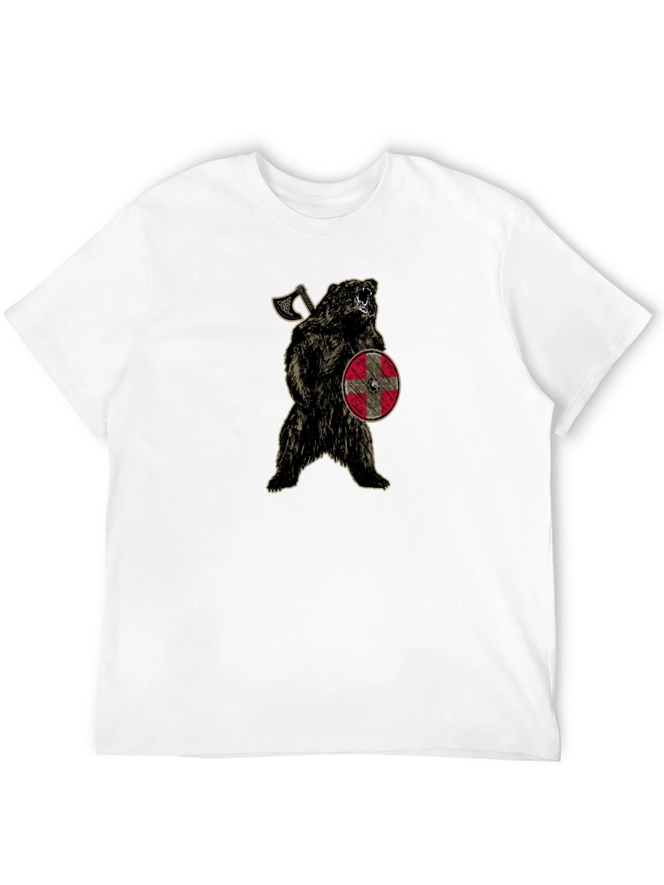 Viking Bear Graphic Tee - Black Cotton Blend
