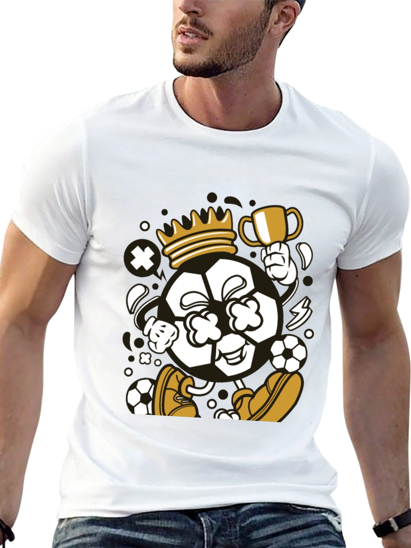 King Soccer Ball Black T-Shirt