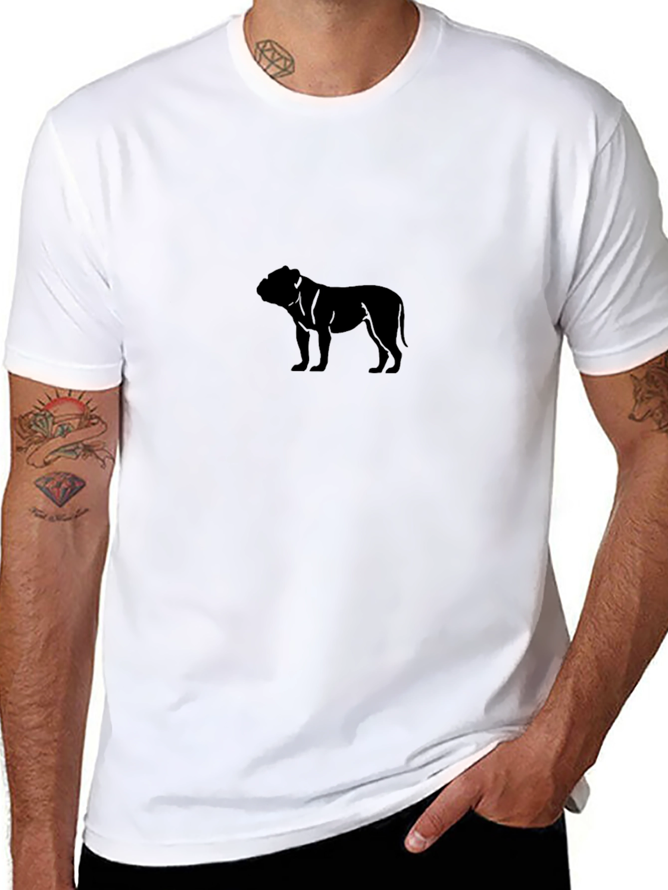 Mens Black Bulldog Graphic Tee - Casual Style