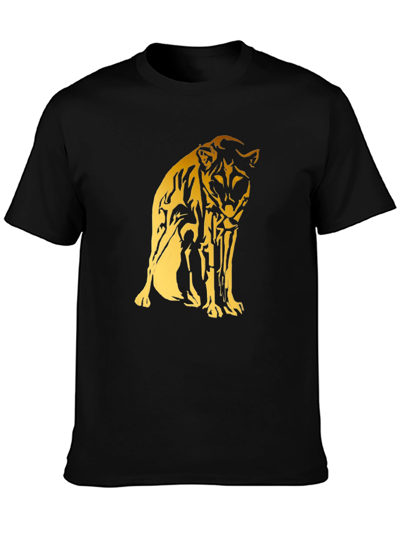 Black Tee with Gold Cheetah Graphic