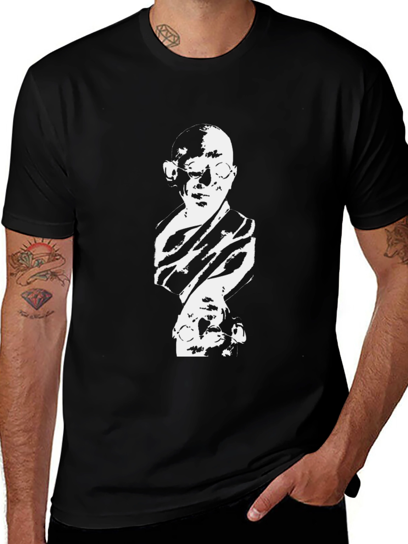 Gandhi Graphic Print Black T-Shirt