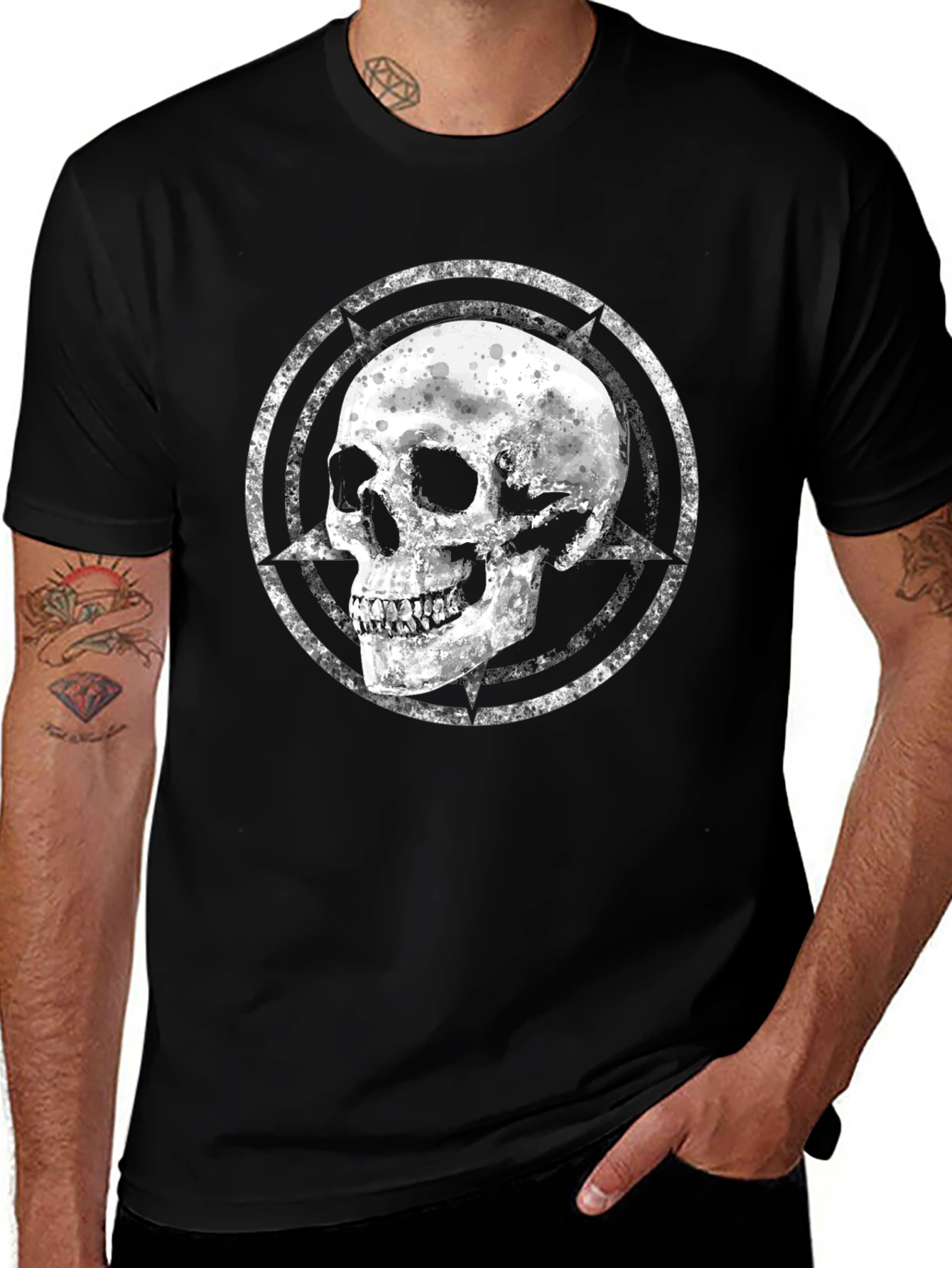 Skull Graphic Tee - Black Cotton Blend